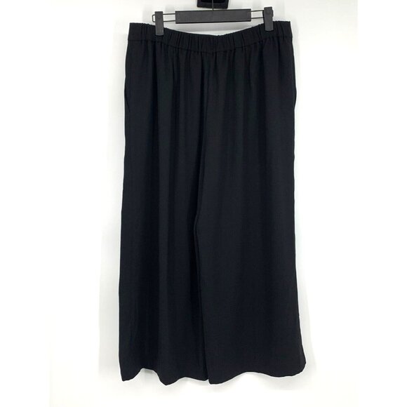 J.Crew 365 Pants Black Pull On Wide Leg Cropped Crepe - Picture 7 of 9